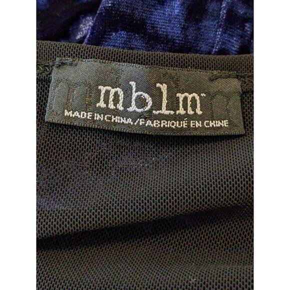 MBLM By Tess Holliday Womens Plus 2X Top Black Blue Sheer Mesh Crushed Velvet - Picture 5 of 6